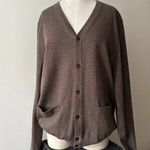 Vintage Fine Merino Wool Cardigan | Soft Brown Light Knit